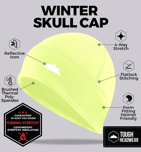 Vista 3 de Skull Cap Helmet Liner Running Beanie - Winter Thermal Under Helmet Cycling Head Hat - Ultimate Moisture Wicking Performance