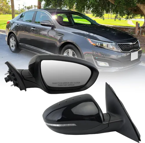 Vista 12 de Espejo lateral del conductor compatible con espejos Kia Optima 2011 2012 2013 con luz intermitente, vidrio eléctrico, plegado manual, repuesto Negro