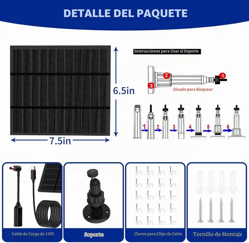 Vista 3 de Paneles solares para cámara Ring al aire libre inalámbrica (Nueva Generación) Cargador de panel solar de 5W 5V con USB-C y enchufe para Spotlight