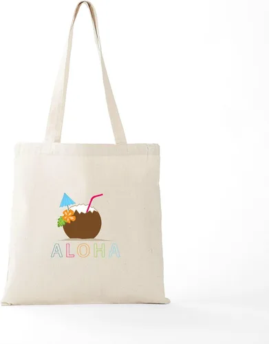 Vista 5 de CafePress Aloha! - Bolsa reutilizable de lona color beige, Caqui