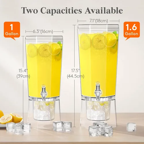 Vista 3 de Lifewit Dispensador de bebidas de plástico de 1 galón, recipientes de jugo con tapa para fiesta, dispensador de bebidas de hielo con soporte