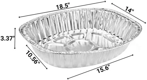Vista 2 de Bandeja de aluminio ovalada extragrande desechable y duradera para el Día de Acción de Gracias – 100% reciclable: perfecta para hornear y asar