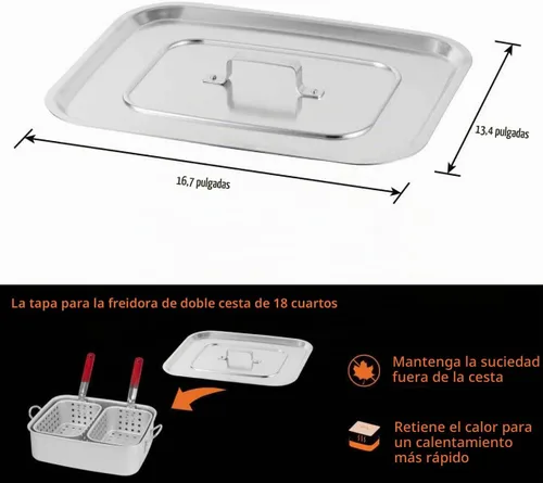 Vista 5 de OuterMust Cubierta de aluminio para freidora de 18 cuartos de galón, 16.5 "x 13.4", ideal para freidora