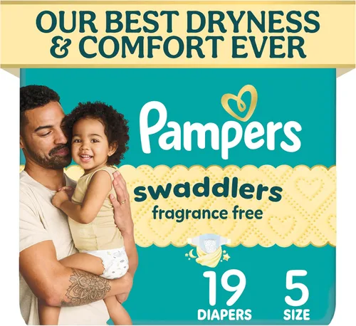 Vista 31 de Pampers Pañales Swaddlers, talla 4 (15-34 libras), 150 unidades, sin fragancia, hipoalergénicos, absorbentes, recomendados por pediatras, seguros