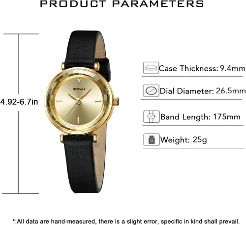 Vista 4 de BOFAN Reloj de pulsera para mujer con esfera de diamante, bisel de cristal y cómoda correa de cuero suave.