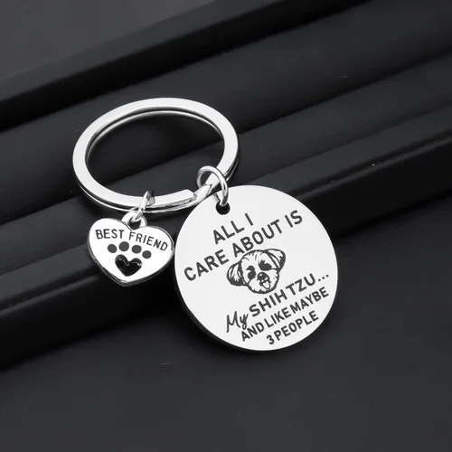 Vista 4 de Lywjyb Birdgot perro propietario regalo Shih Tzu perro perro llavero perro mamá regalo Shih Tzu joyería para los amantes del perro mascota regalo