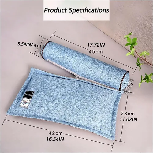 Vista 7 de Almohada de cuello de trigo sarraceno, almohada cilíndrica de trigo sarraceno, almohada ajustable para el cuello, soporte cervical para aliviar