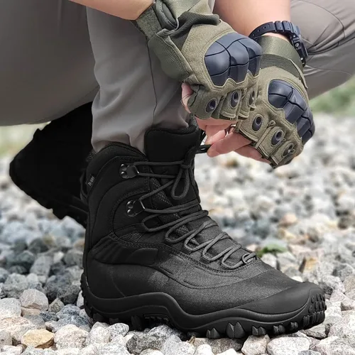 Vista 2 de Botas tácticas para hombre de 8 pulgadas, botas militares impermeables