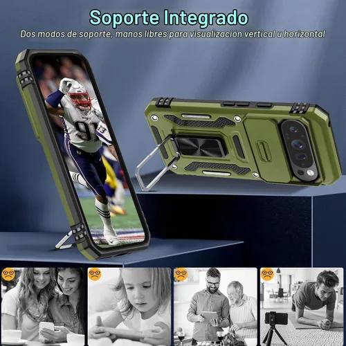 Vista 4 de DEERLAMN Funda para Google Pixel 10 Pro XL con cubierta deslizante para cámara + protector de pantalla (1 unidad), anillo giratorio con soporte