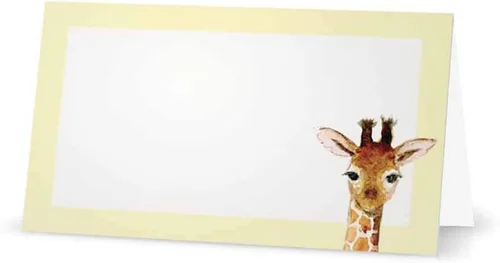 Vista 4 de Tarjetas de lugar de jirafa bebé, suministros de papelería para eventos (10, azul pastel)