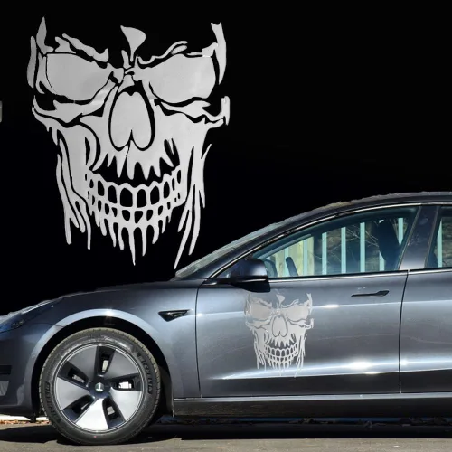 Vista 6 de Calcomanías para capó de coche con calavera láser 3D, color negro para auto