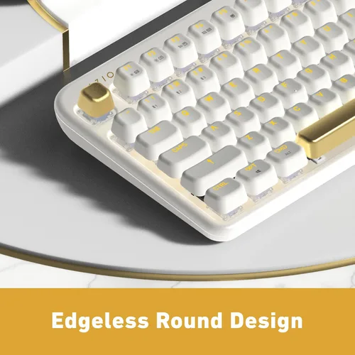 Vista 3 de Azio IZO Teclado mecánico inalámbrico BT5USB PC y Mac mouse inalámbrico Bluetooth con forma ergonómica redonda sensor óptico DPI ajustable
