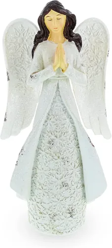 Vista 4 de BestPysanky Sereno ángel rezando en copos de nieve vestido figura