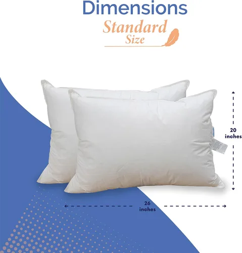 Vista 2 de Continental Bedding Almohada de plumas para dormir de lado, 10% plumón, 90% relleno de plumas, loft mediano de 6 pulgadas, 300 hilos, 100% algodón