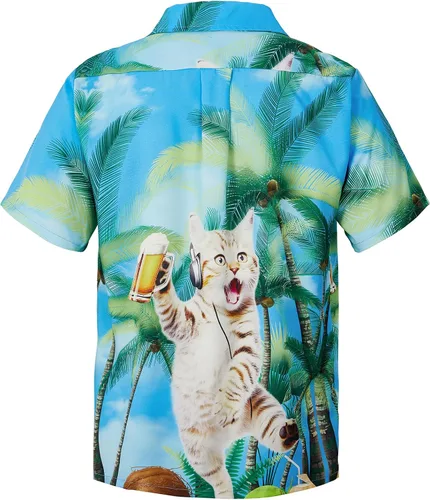 Vista 132 de Camisa hawaiana para hombre, con estampado floral, cómoda, con botones, casual, manga corta, ropa de playa para hombre