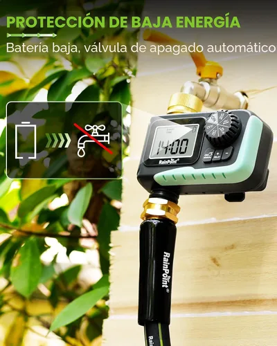 Vista 9 de Temporizador de aspersor RAINPOINT con pivote de latón, temporizador de agua programable para manguera de jardín con retardo por lluvia/riego