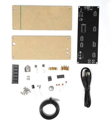 Vista 2 de Kit de reloj digital LED compacto, kit de reloj electrónico de celosía digital de 5 V con apariencia acrílica con aviso de temperatura