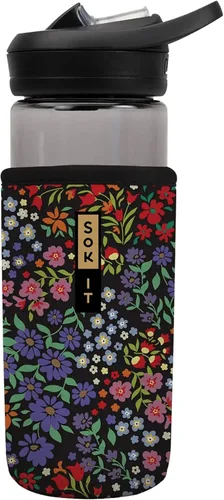 Vista 201 de Sok It BotlSok Funda para botella de agua con cubierta de neopreno aislante (Floral abstracto, se ajusta a CamelBak o Nalgene de 12 onzas)