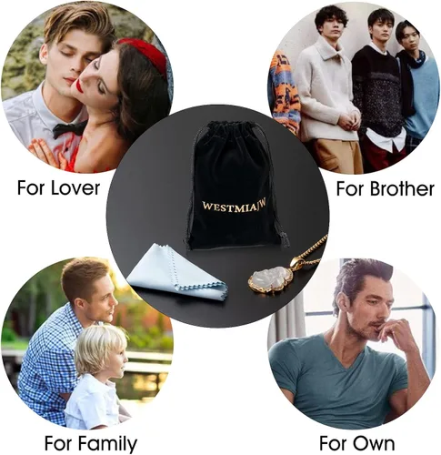 Vista 6 de WESTMIAJW Lucky Laughing Buda colgante cadena collares amuleto joyería para hombres, mujeres y niños, 23.6in, Piedra