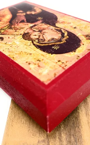 Vista 3 de Icono cristiano ortodoxo griego de madera San Antonio el Grande (2.5" x 3.5")