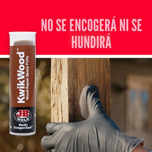 Vista 4 de Masilla Epoxi Putty de J-B Weld KwikWood para reparar madera, 1 oz, Beige, 8257