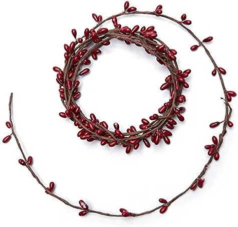 Vista 5 de Guirnalda artificial de una sola enredadera de arándano rojo con bayas rústicas, decoración de casa de campo para arreglos de mesa, chimenea