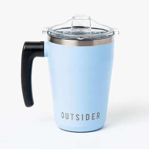 Vista 13 de OUTSIDER The AM - Taza de café aislada al vacío de acero inoxidable de 17 onzas con mango giratorio de 180° y tapa a prueba de derrames con Negro