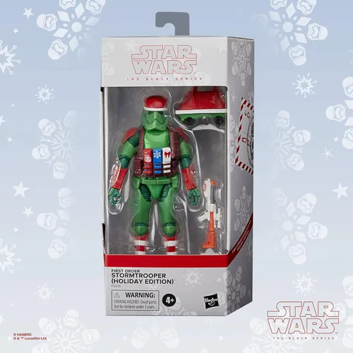 Vista 8 de STAR WARS The Black Series First Order Stormtrooper (edición navideña) y juguetes de droide de ratón, figuras coleccionables de 6 pulgadas