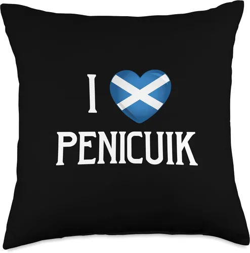 Vista 4 de I Love Penicuik Scotland Flag Heart Saltire Scottish Throw Pillow