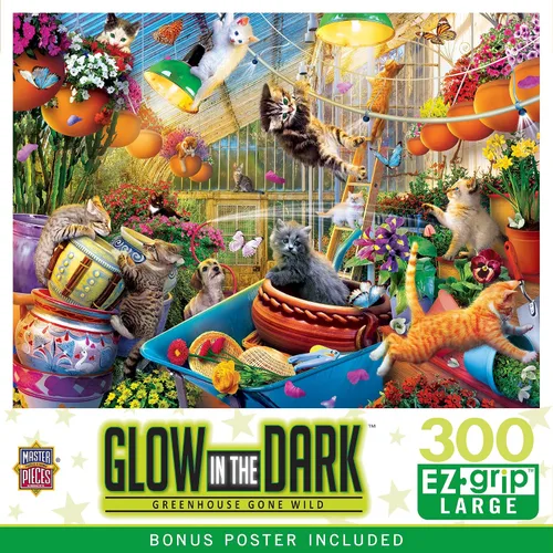 Vista 2 de Masterpieces EZ Grip - Rompecabezas de 300 piezas que brilla en la oscuridad, Greenhouse Gone Wild - 18 x 24 pulgadas