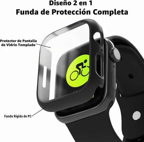 Vista 2 de Paquete de 2 fundas para Apple Watch 40mm SE Series 6/5/4/SE 2ª generación con protector de pantalla de vidrio templado, funda protectora completa