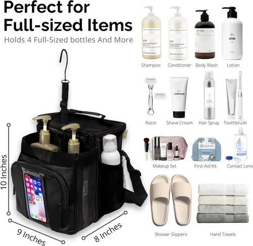 Vista 2 de TERRA HOME Bolsa portátil XL para ducha, artículos esenciales para la habitación del dormitorio universitario para hombres, mujeres, estudiantes