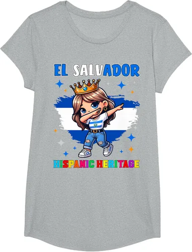 Vista 67 de Camiseta infantil El Salvador Dabbing Girl Hispanic Heritage Celebration, Negro