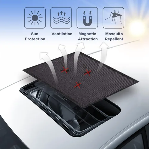 Vista 4 de Parasol magnético de malla para techo de coche, red magnética de protección solar, cubierta de techo de coche, pantalla magnética de techo con malla