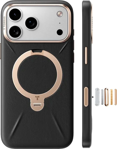 Vista 11 de TORRAS Q3 VegSkin - Funda de piel para iPhone 17 Pro Max, soporte magnético de 360 grados, compatible con MagSafe, control de cámara, a prueba