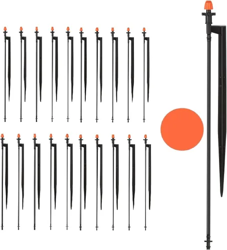 Vista 9 de Cabezales de Aspersor Micro de Goteo con Estaca: Boquilla de Aspersor de 90 Grados con Tubo de Riego por Goteo de 1/4" - Paquete de 10 Emisores