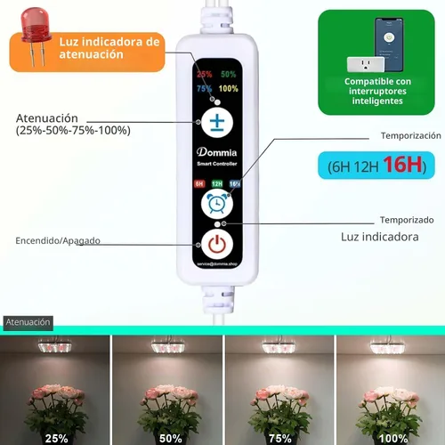 Vista 3 de Luz de cultivo para debajo del estante, temporizador automático, regulable, blanco perla, paquete de 1 Blanco (SP completo)