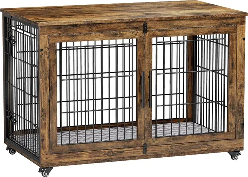 Vista 19 de Lulive Mueble de Jaula para Perros Pequeños, Perrera para Perros de Interior con Puertas Dobles de Madera, Jaula para Perros de 27.1'' de Servicio