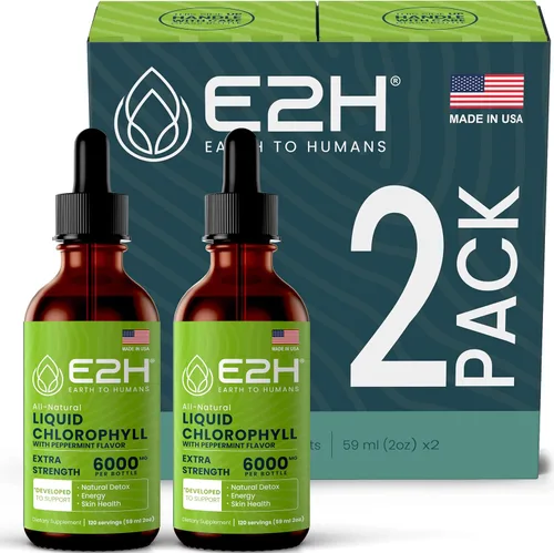 Vista 7 de E2H - Gotas líquidas de clorofila, estimulante de energía natural, apoyo al sistema inmunológico y desodorante interno, sabor a menta, 2 onzas
