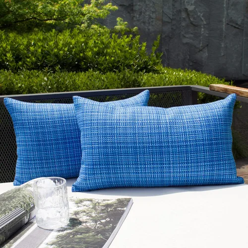 Vista 42 de Kevin Textile - Juego de 2 fundas de almohada decorativas para exteriores, impermeables, para jardín, patio, tienda de campaña, sofá, de 16 x 16