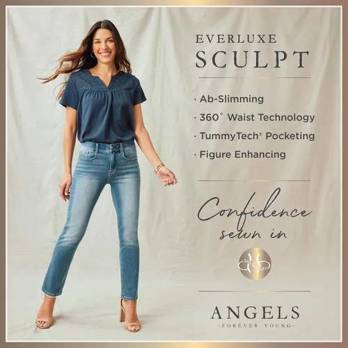 Vista 4 de Angels Forever Young Jeans ajustados de tiro medio 360 Sculpt para mujer (estándar y plus)