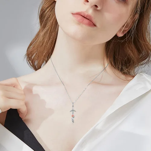 Vista 5 de Collar de espada maestra de plata de ley, collar de eslabones para guerreros de cosplay, regalos de joyería unisex