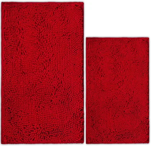 Vista 18 de Juego de 2 tapetes de baño de chenilla, superabsorbentes, con fuerte respaldo antideslizante de PVC, tapetes de baño para baño, peludos