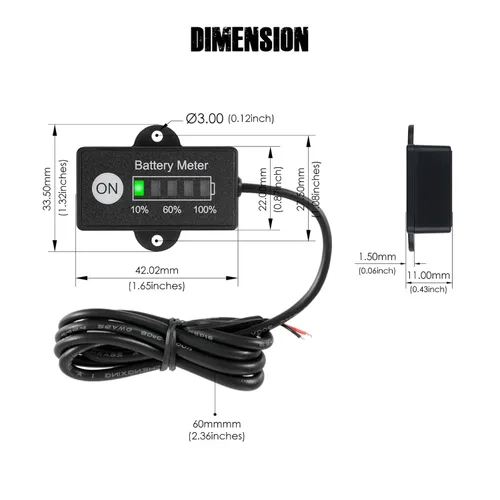 Vista 7 de Medidor de nivel de batería de plomo ácido de 12 V y 24 V para carrito de golf, monitor de capacidad de batería LED para Club Car Star Carretilla