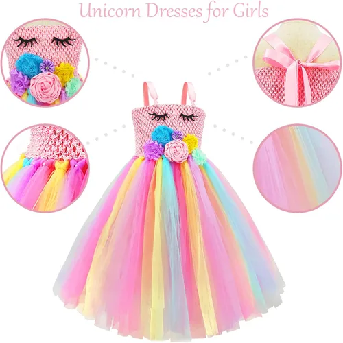 Vista 2 de MDYCW Princess Dress Up Birthday Party Fairy Costume for Toddler Girls Special Occasion Dresses Pageant Ball Gown