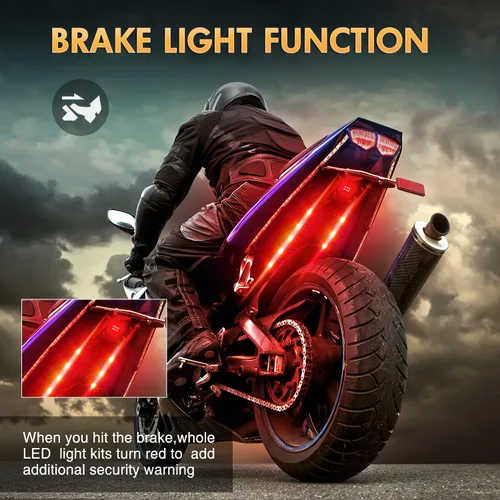 Vista 5 de Nilight Juego de 8 tiras de luces LED RGB para motocicleta, luces de atmósfera impermeables de neón multicolor con control remoto inteligente