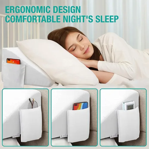 Vista 6 de Vekkia - Almohada triangular, cabecera para cama Queen, cierra los espacios de 0 a 3.5 pulgadas entre la cabecera y el colchón de espuma, color gris