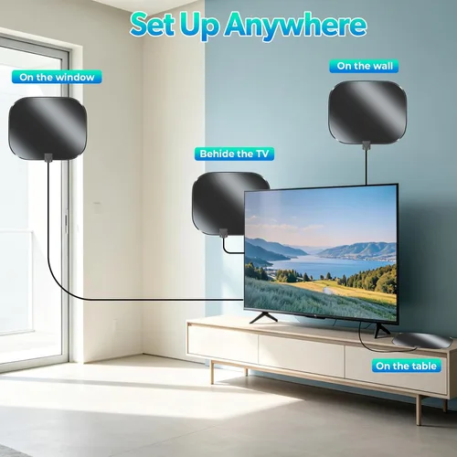 Vista 3 de Antena de TV para Smart TV Interior, Antena digital para canales locales