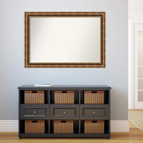Vista 582 de Amanti Art Espejo de pared personalizado no biselado (25 x 25 pulgadas), marco de bronce acentuado, varios tamaños personalizados, espejo de baño