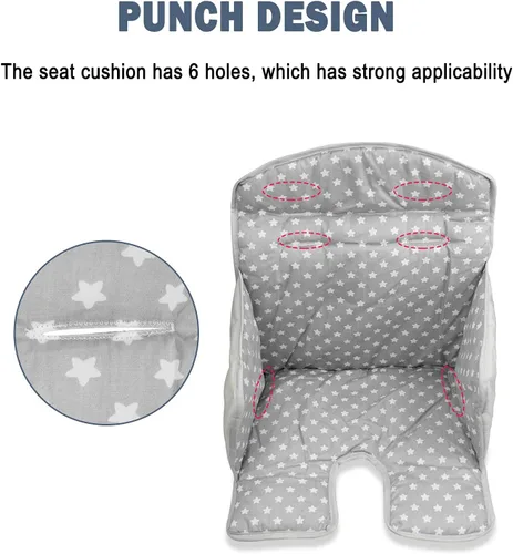Vista 4 de twoworld Cojín para silla alta, funda de asiento para silla alta para el pelo de comedor de bebé (estrella gris)